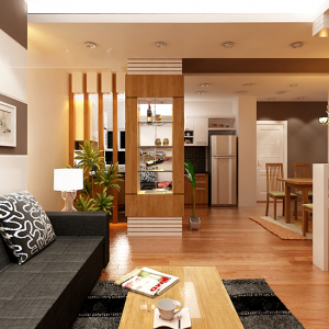 Thi công nội thất phòng khách nhà anh Dũng