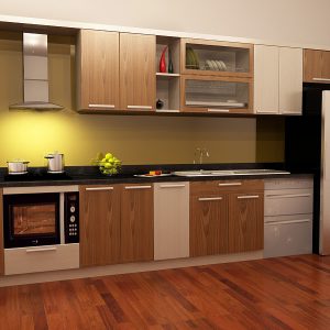 Tủ bếp giá rẻ gỗ MDF chữ I đẹp